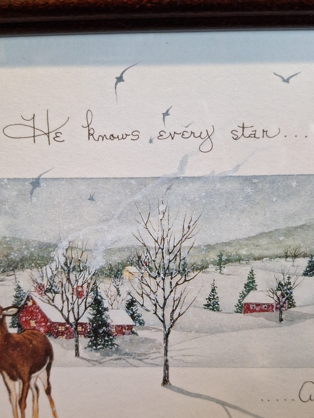 Winter Landscape. 1992 D. Morgan Brown Frame, White Accent 9× 16" Framed Size - Picture 3 of 9